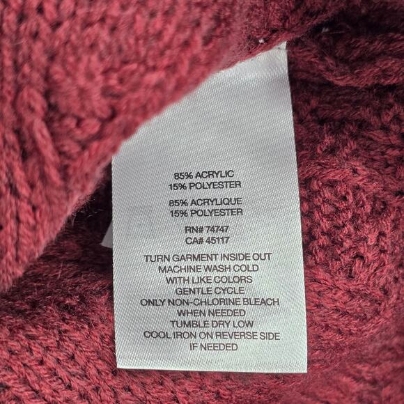 Natural Reflection Red Pullover Knit Long Sleeve Cardigan Sweater Medium - Picture 7 of 7